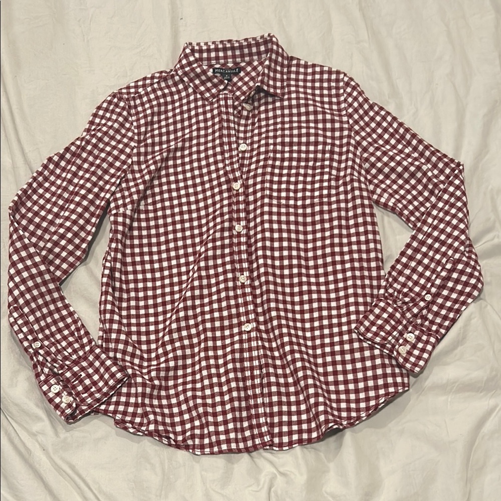 J.Crew Mercantile Red soft gingham cotton button-Up Shirt size small